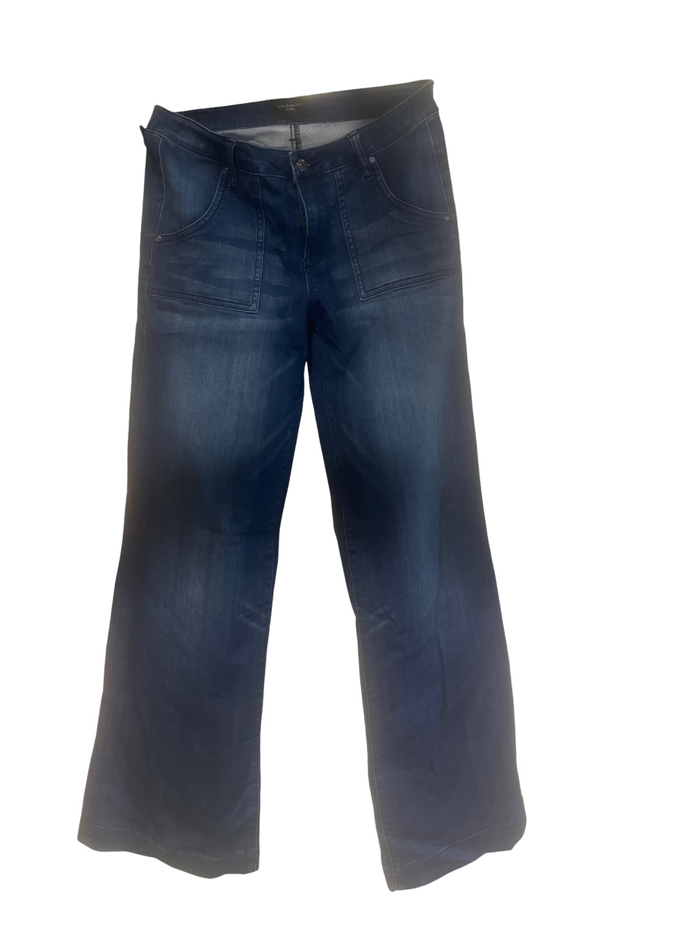 Celebrity Pink Dark Blue Wide Leg Flare Jeans waist 30”, Length 33” (BIN1-13)